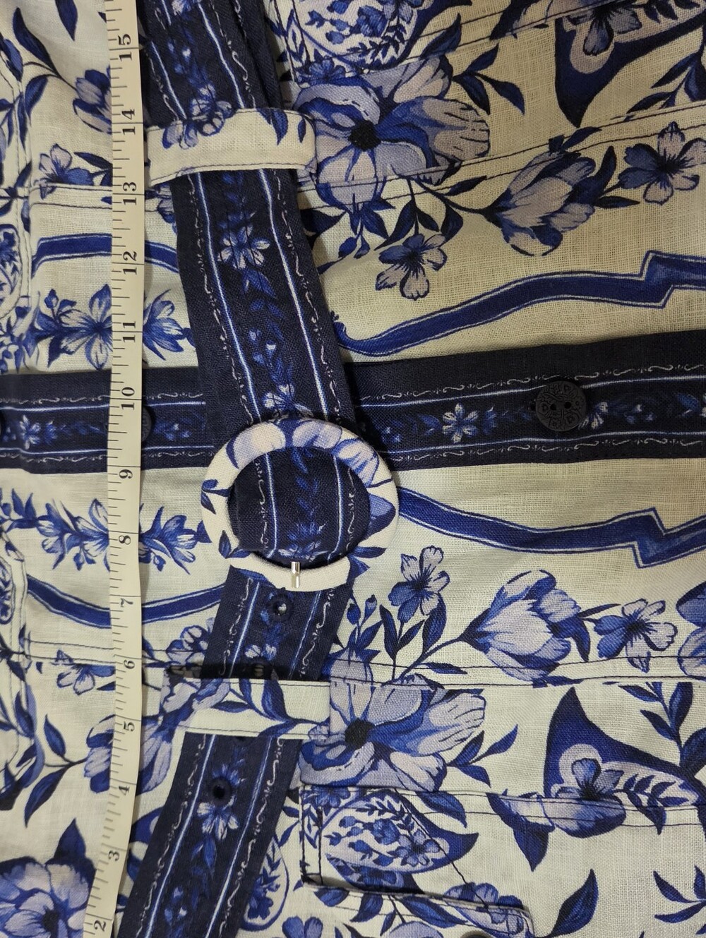 Women's FARM Rio White & Blue Floral Short-Sleeve Button-Down Shirt Dress - Picture 13 of 13
